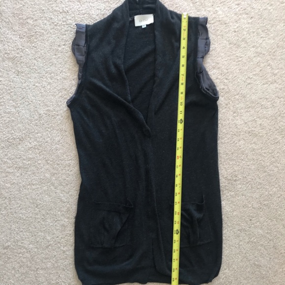 Le Ciel Ruffle Open Gray Cardigan Sweater Vest S - Picture 11 of 11